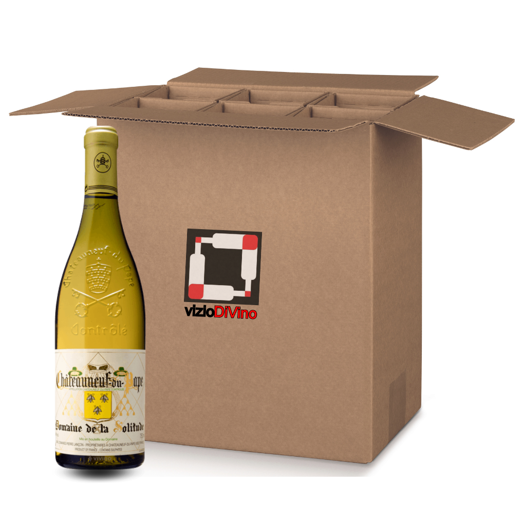 Cartone da 6 bottiglie da 0,75 l di Côtes du Rhône blanc Domaine de la Solitude Famille Lancon.