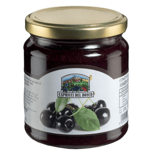 Vaso di confettura di amarene Capricci del bosco 350 g.