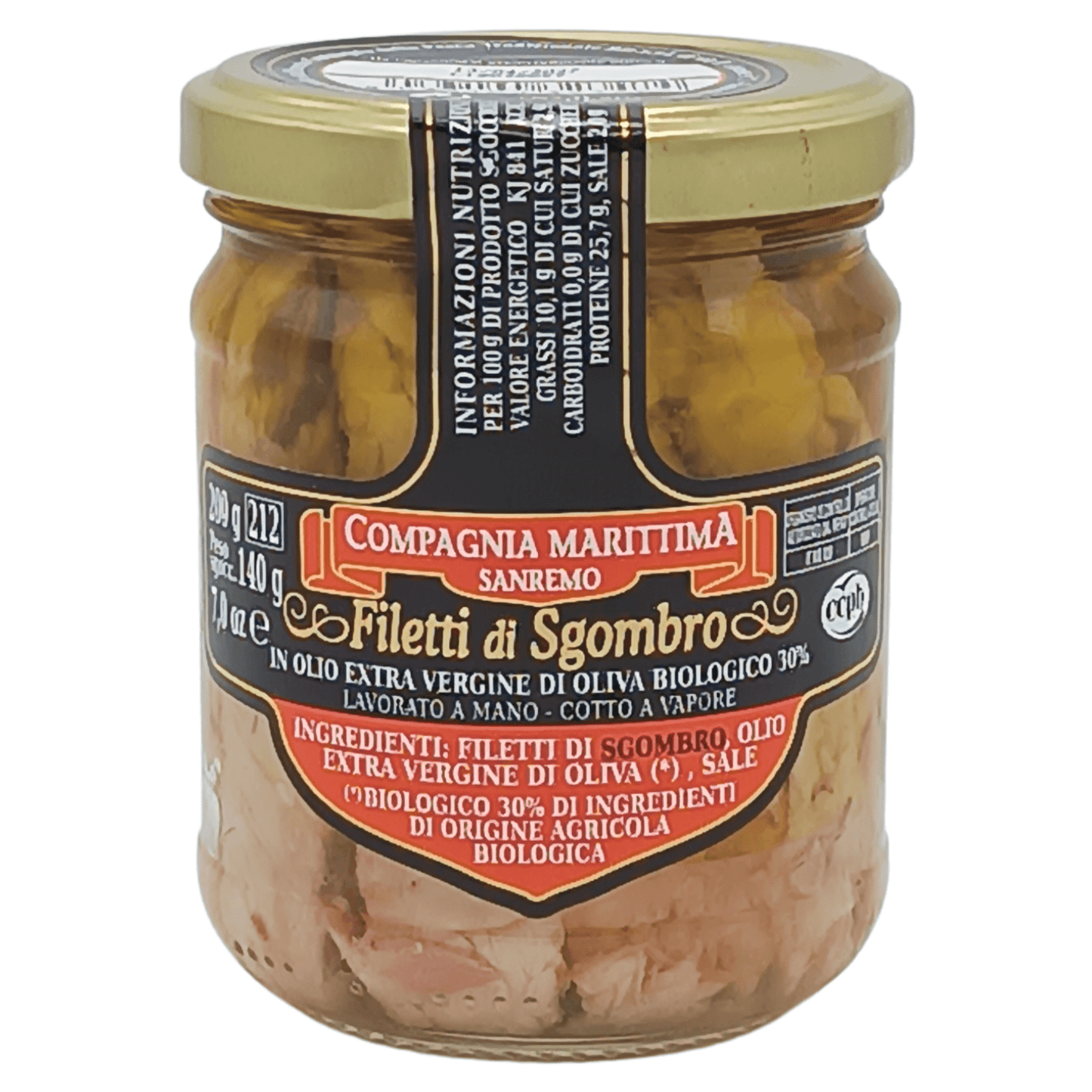 Vaso di filetti di sgombro in olio evo da 200g.