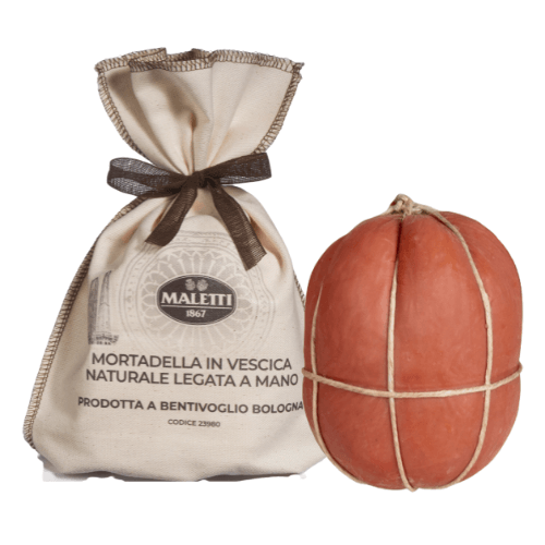Mortadella Maletti in vescica naturale con sacchetto tela 900 g.