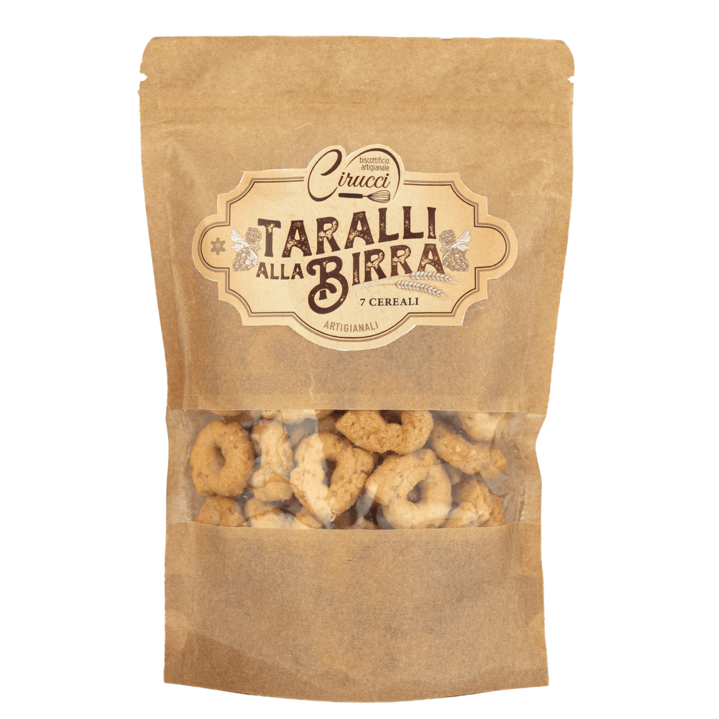 Sacchetto da 200 g di "Taralli alla birra" Cirucci.