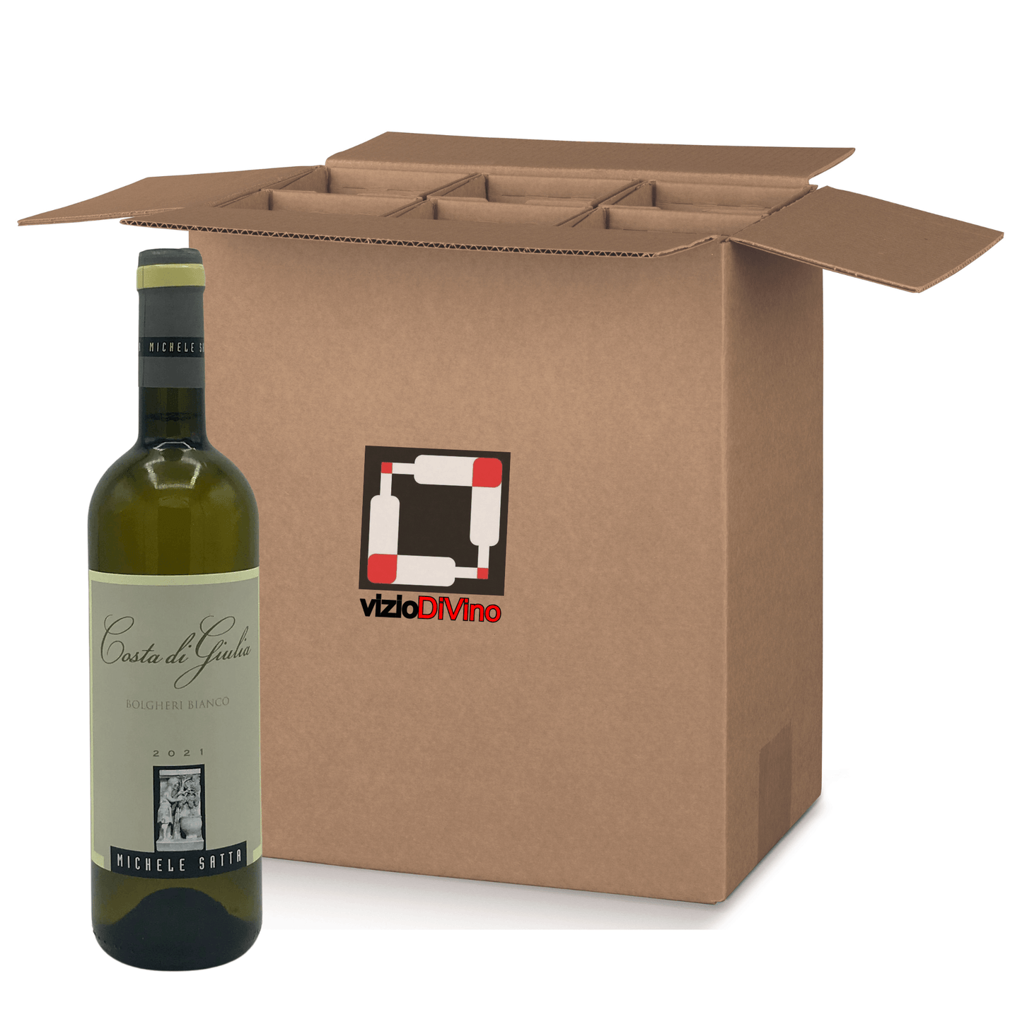 Cartone da 6 bottiglia da 0,75 l di Costa di Giulia Bolgheri Bianco DOC Michele Satta.