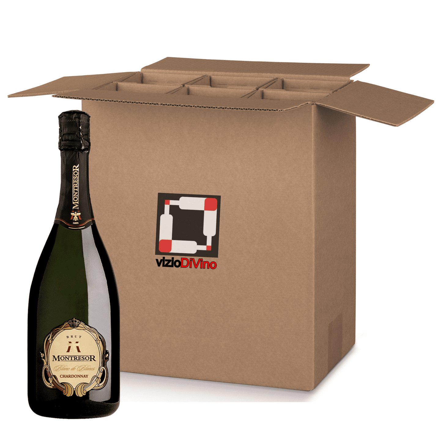 Cartone 6 bottiglie da 0,75 l di Brut Chardonnay Blanc de Blanc 75cl Montresor.