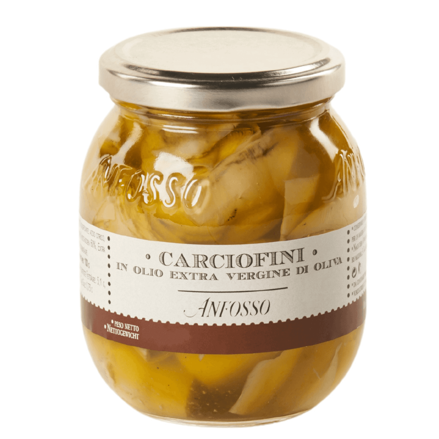 Vaso di carciofini in olio evo da 180 g Anfosso.