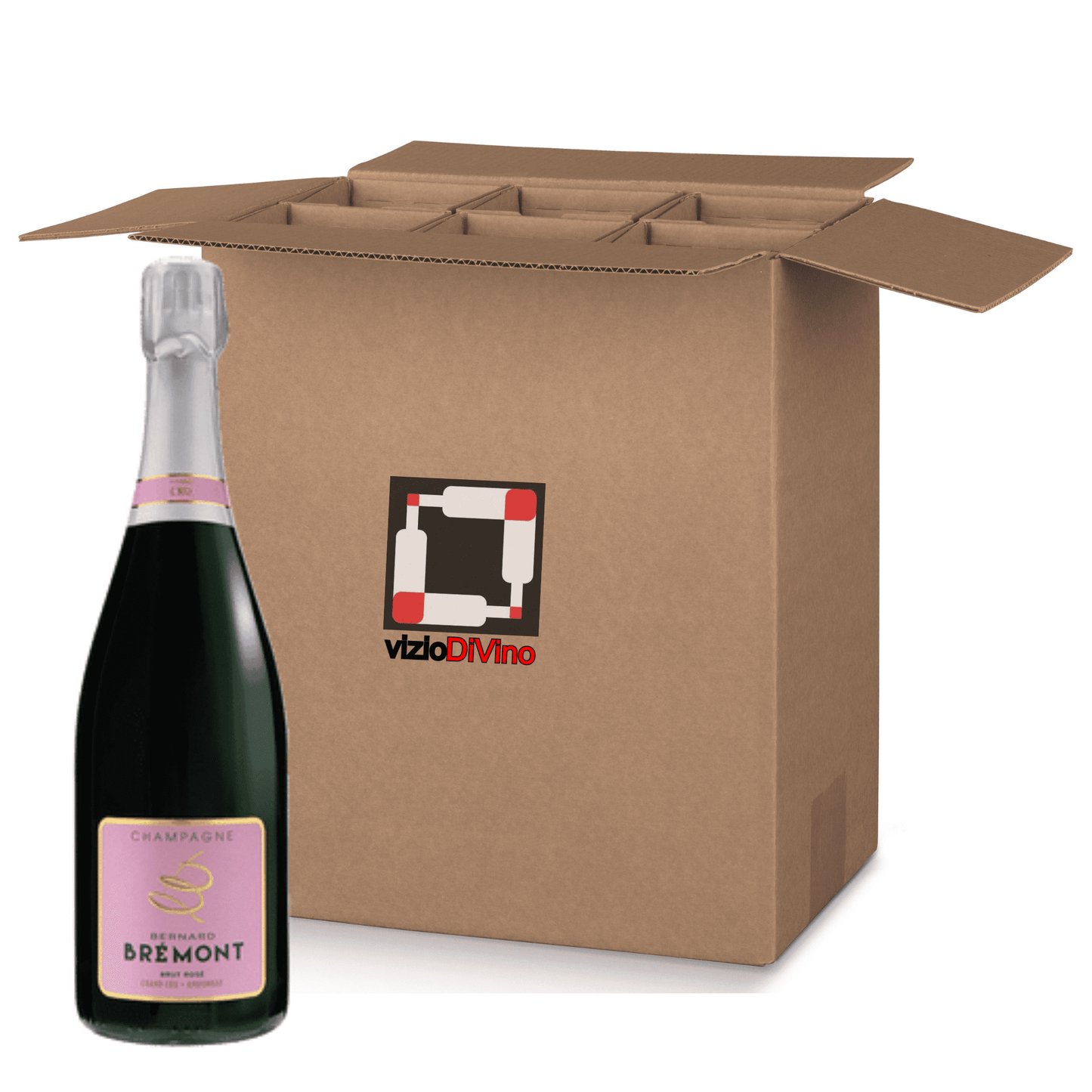 Champagne Brut Rosé Grand cru Ambonnay Bernard Bremont cartone da 6 bottiglie.