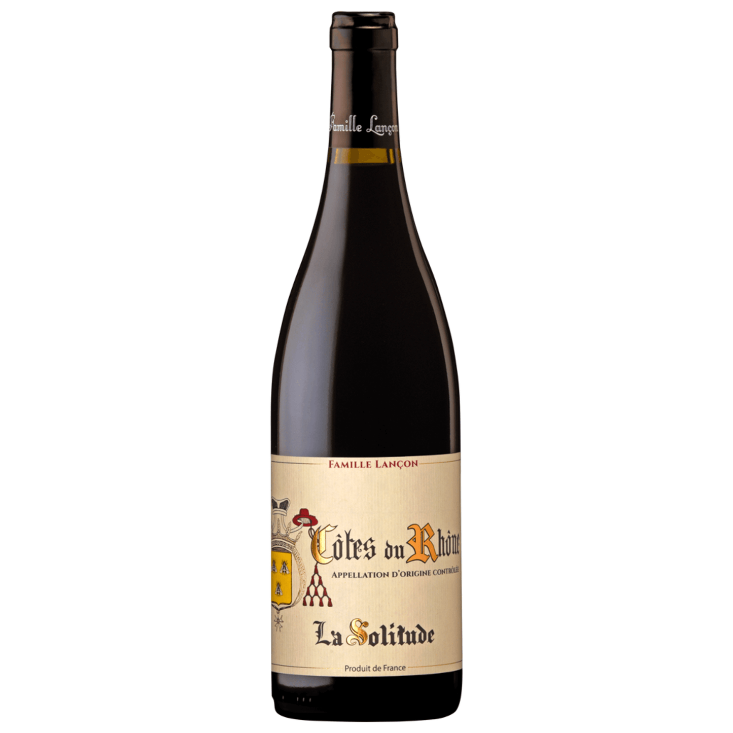 Bottiglia da 0,75 l di Cotes du Rhone rouge domaine de la Solitude Fameille Lancon