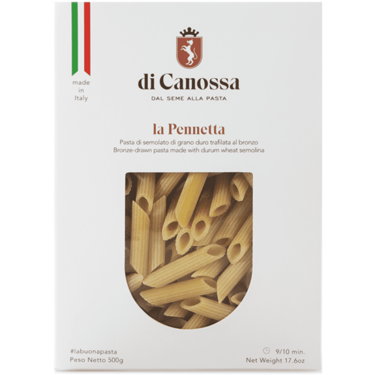 Confezione da 500 g di pennette Pasta di Canossa.