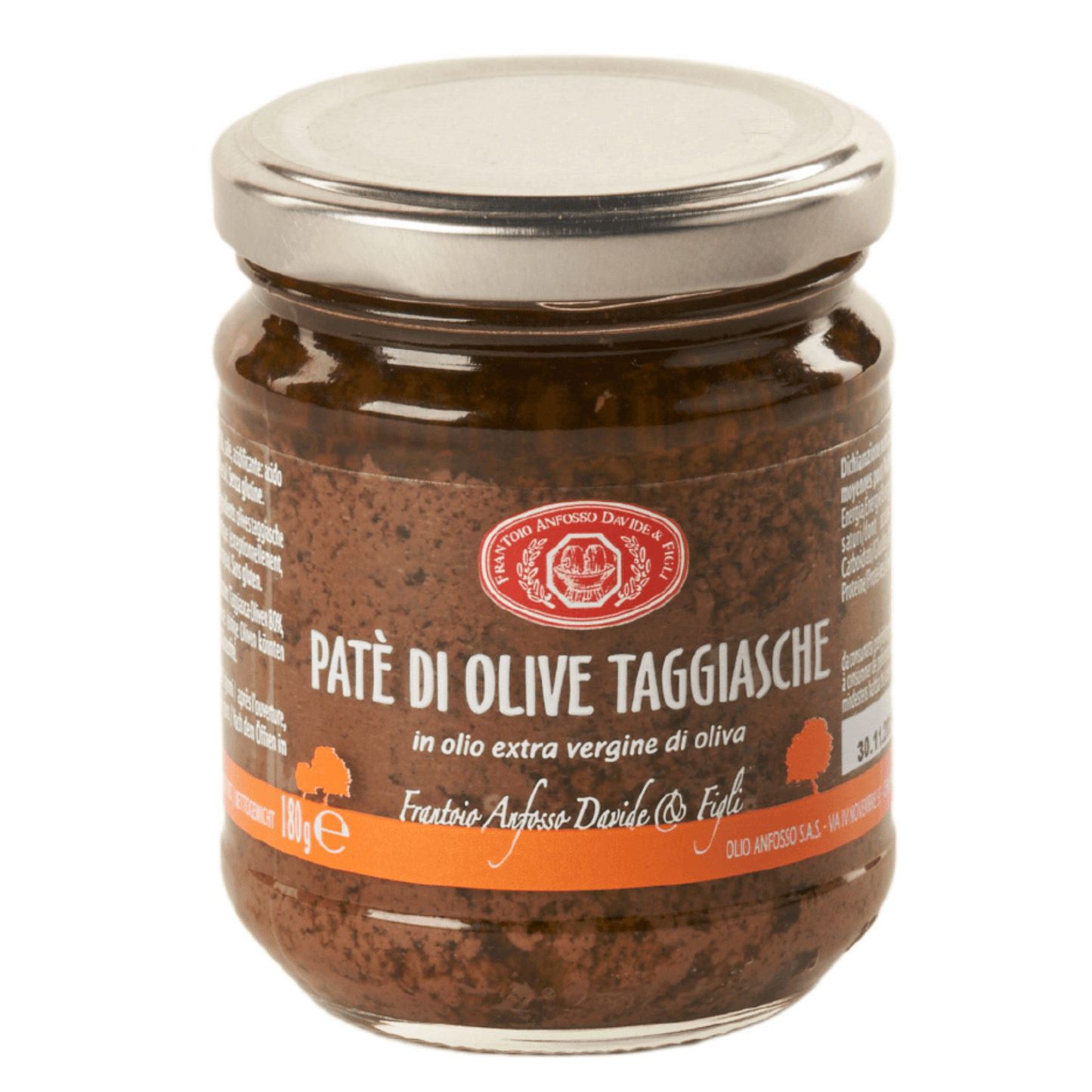 Vaso patè di olive taggiasche Anfosso da 180g.