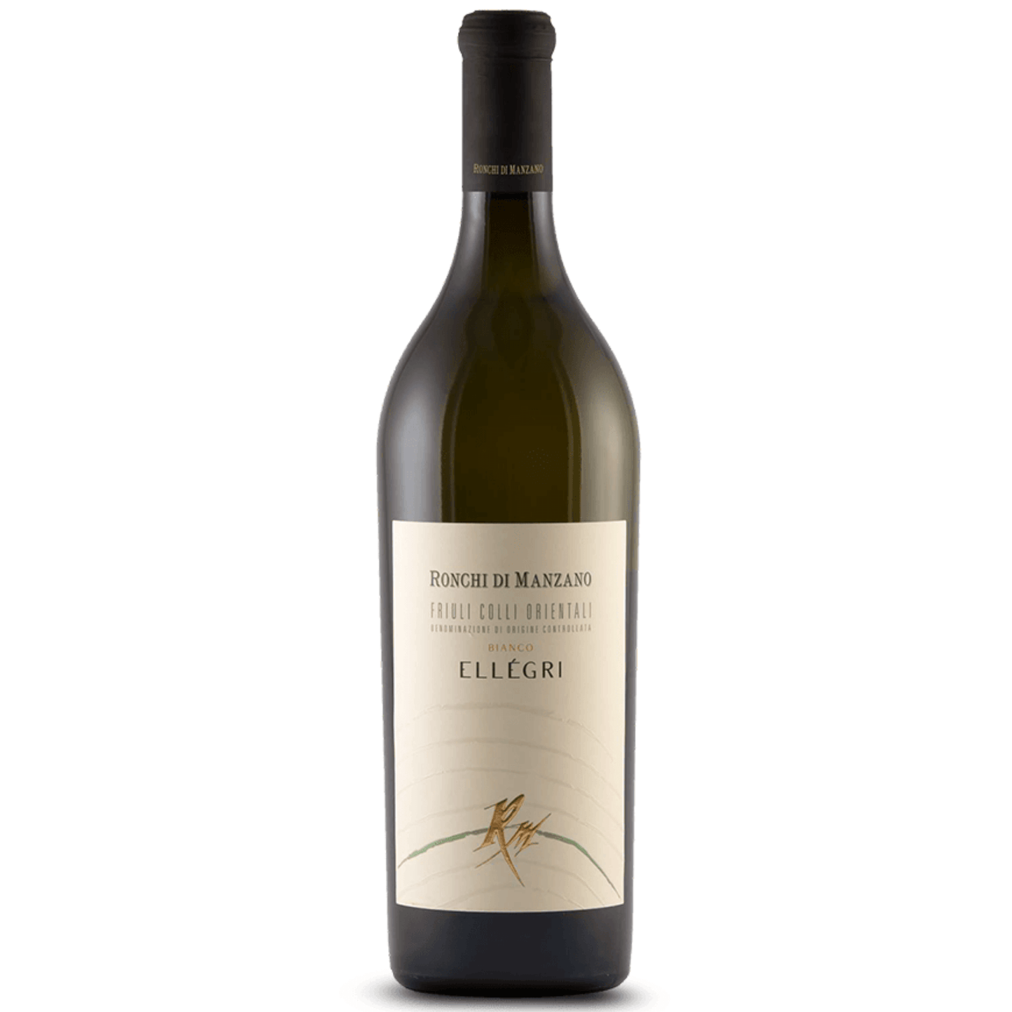 Bottiglia da 0,75 l di Ellégri bianco DOC Ronchi di Manzano.
