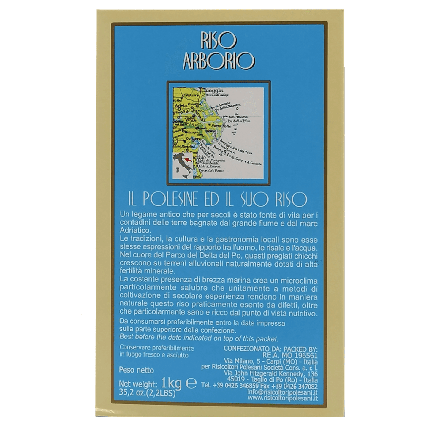 Riso Arborio delta del po retro scatola kg1