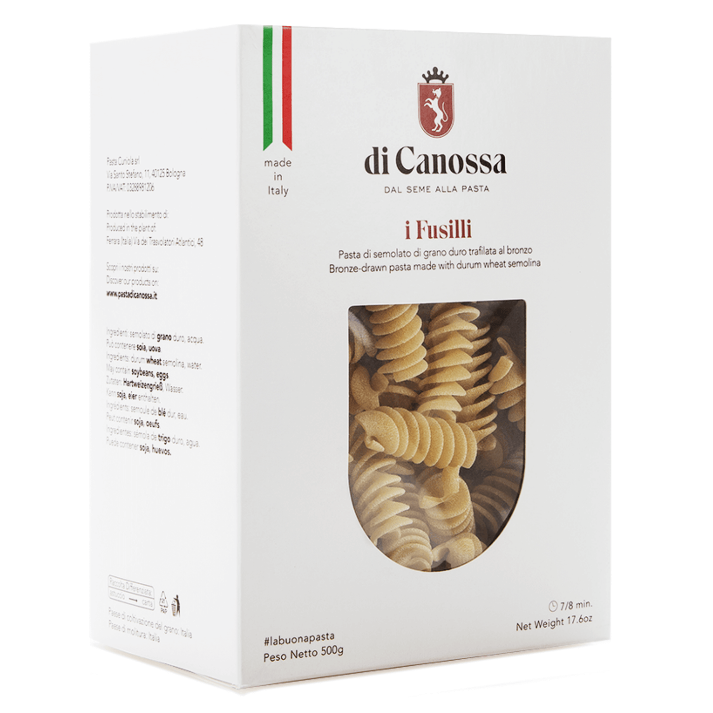Fusilli pasta di Canossa 500g lato