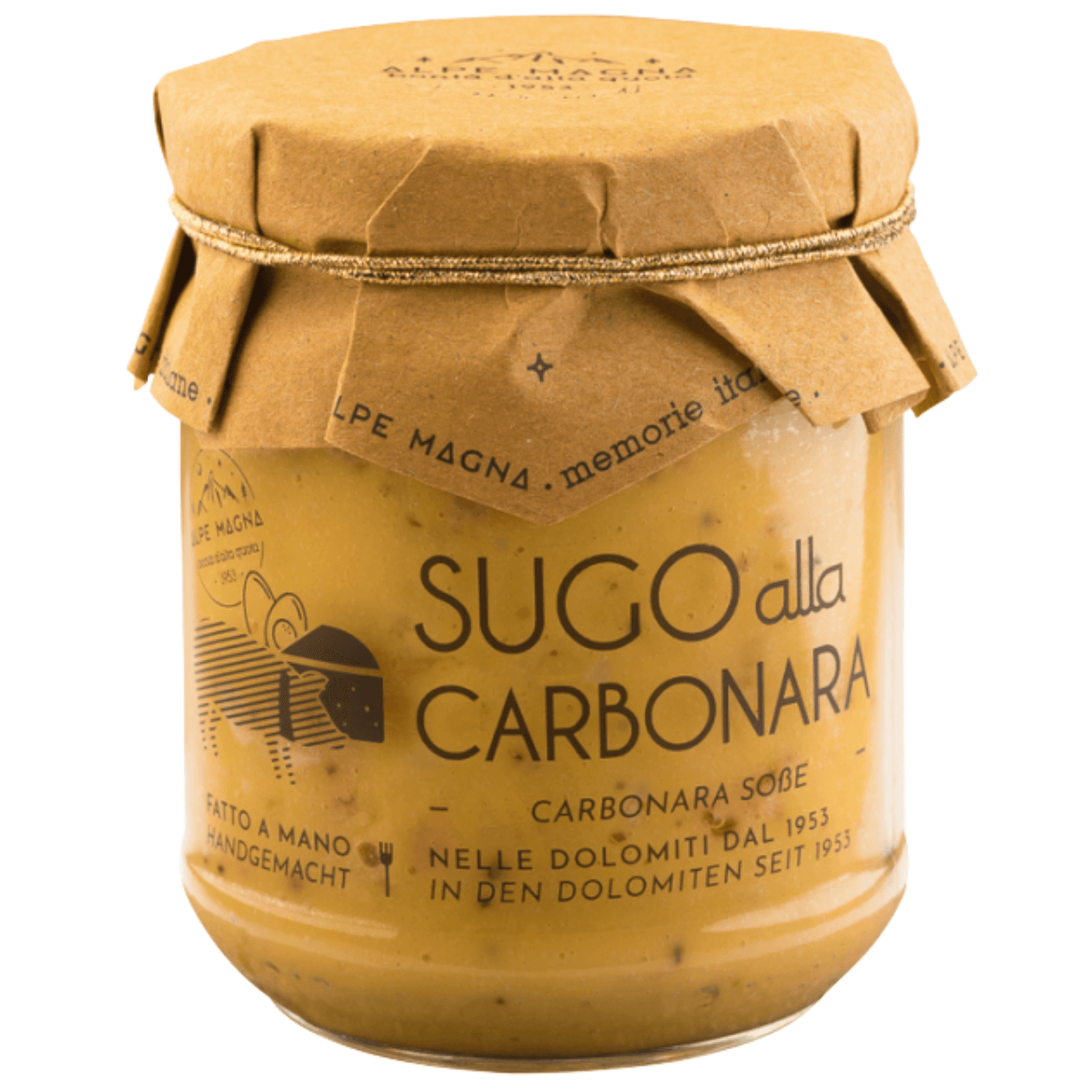 Vaso da 180 g di sugo alla Carbonara Alpe Magna.