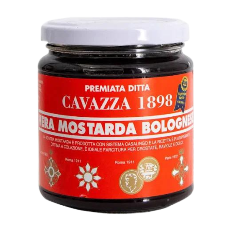 Vaso di mostarda bolognese Cavazza da 370 g.