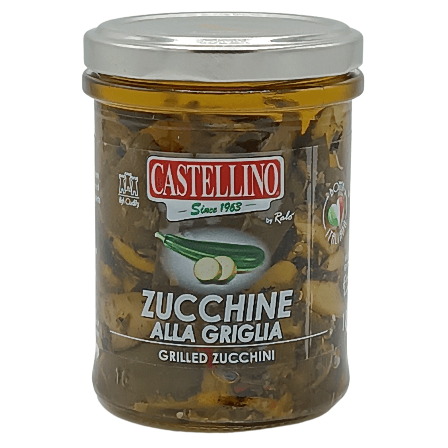 Vaso da 180 g di Zucchine grigliate sott'olio 180g Castellino.