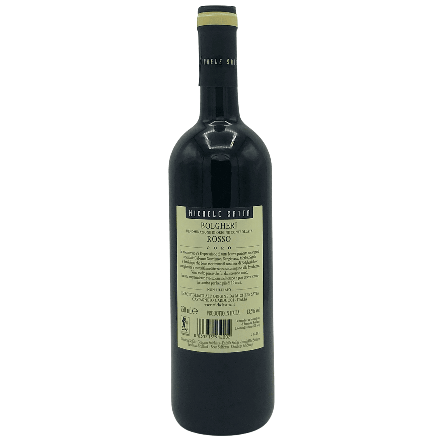 Bolgheri rosso DOC Michele Satta bottiglia 0,75 l retro