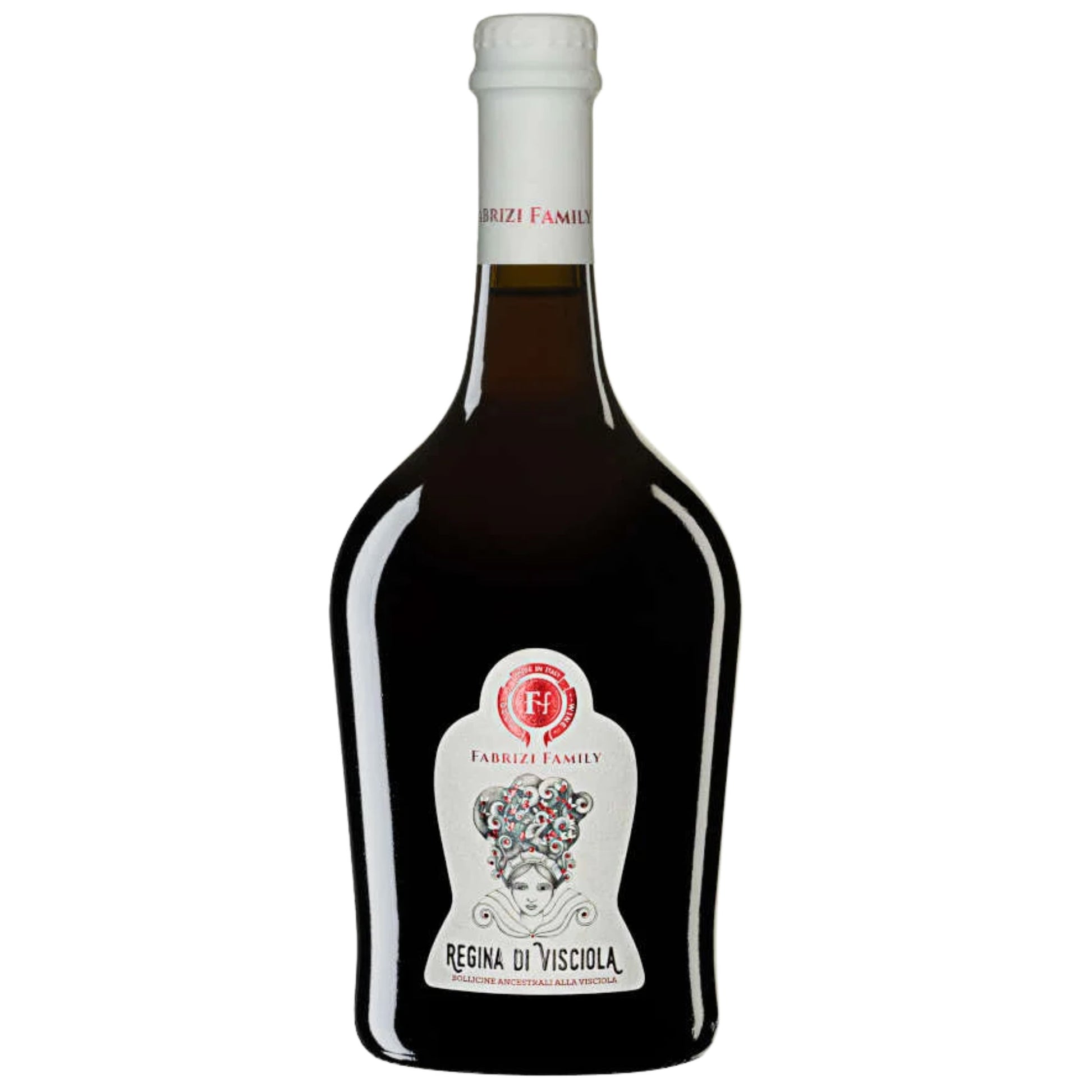 fronte dela bottiglia di Regina di Visciola metodo ancestrale Fabrizi Family.